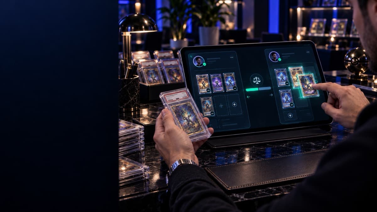 Two sides of a card trade compared for fairness